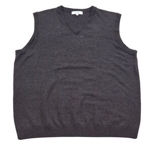 Turnbury‎ Extra Fine Merino Wool V Neck Sleeveless Sweater Vest 2XT Brown